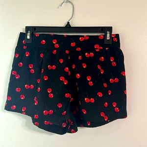 black shorts with cherry print